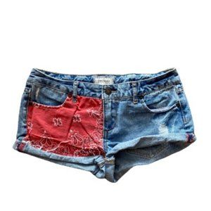 2/$30|Forever 21 Denim shorts with bandana pattern